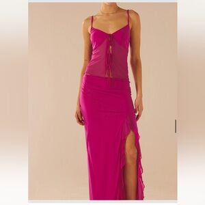 Peppermayo Fuchsia Maxi Skirt & Tank Top Set